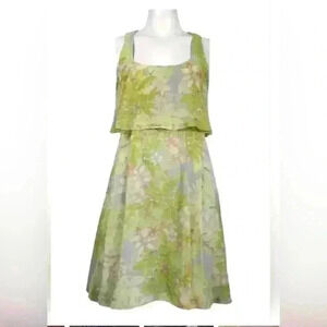 Jessica Simpson Popover Chiffon Dress Size 6 Lime Green Floral